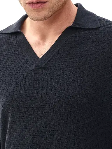 rag & bone Men's Charles Johnny Collar Polo Sweater - Washed Black | Thumbnail 6 rag & bone Men's Charles Johnny Collar Polo Sweater - Washed Black | Thumbnail 6