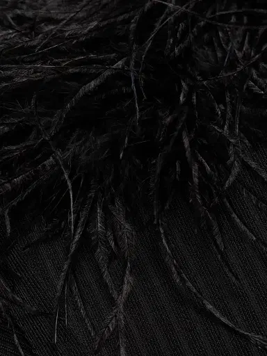 Milly Women's Robena Feather-Trimmed Ribbed Midi-Dress | Thumbnail 8 Milly Women's Robena Feather-Trimmed Ribbed Midi-Dress | Thumbnail 8