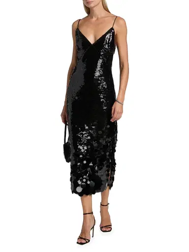 Milly Women's Rae Sequin-Embellished Midi-Dress - Black | Thumbnail 2 Milly Women's Rae Sequin-Embellished Midi-Dress - Black | Thumbnail 2