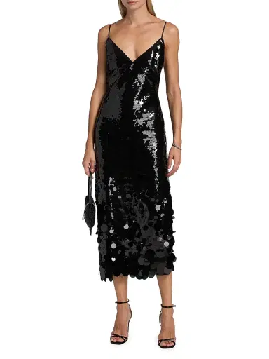 Milly Women's Rae Sequin-Embellished Midi-Dress - Black | Thumbnail 3 Milly Women's Rae Sequin-Embellished Midi-Dress - Black | Thumbnail 3