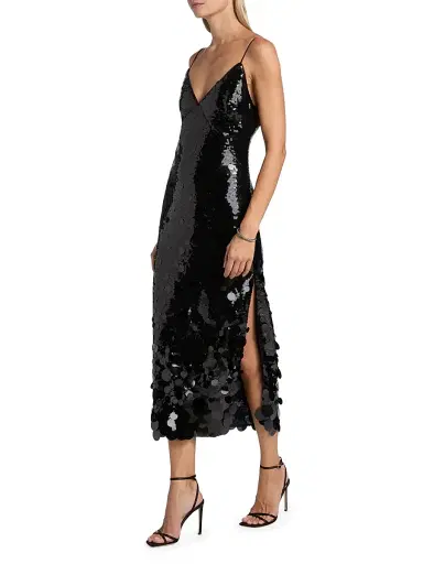 Milly Women's Rae Sequin-Embellished Midi-Dress - Black | Thumbnail 4 Milly Women's Rae Sequin-Embellished Midi-Dress - Black | Thumbnail 4