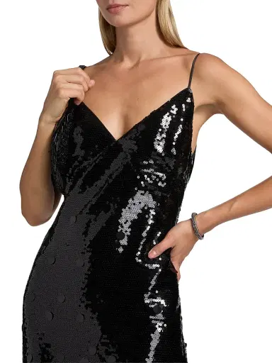 Milly Women's Rae Sequin-Embellished Midi-Dress - Black | Thumbnail 6 Milly Women's Rae Sequin-Embellished Midi-Dress - Black | Thumbnail 6