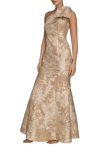 Donna Karan New York Women's Floral Brocade One-Shoulder Gown - Gold Multi | Thumbnail 2 Donna Karan New York Women's Floral Brocade One-Shoulder Gown - Gold Multi | Thumbnail 2
