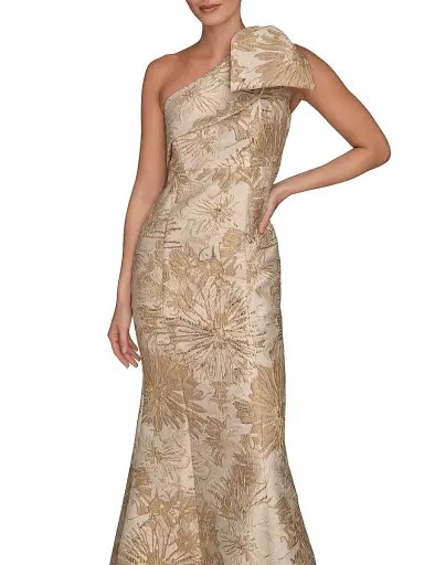 Donna Karan New York Women's Floral Brocade One-Shoulder Gown - Gold Multi | Thumbnail 4 Donna Karan New York Women's Floral Brocade One-Shoulder Gown - Gold Multi | Thumbnail 4