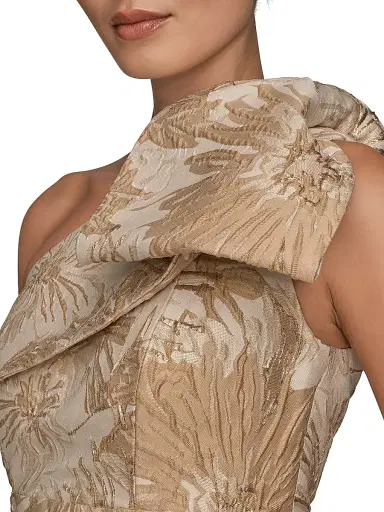 Donna Karan New York Women's Floral Brocade One-Shoulder Gown - Gold Multi | Thumbnail 5 Donna Karan New York Women's Floral Brocade One-Shoulder Gown - Gold Multi | Thumbnail 5