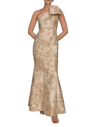 Donna Karan New York Women's Floral Brocade One-Shoulder Gown - Gold Multi | Thumbnail 1 Donna Karan New York Women's Floral Brocade One-Shoulder Gown - Gold Multi | Thumbnail 1