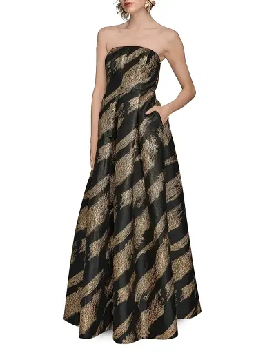 Donna Karan New York Women's Abstract Metallic Brocade Strapless Gown | Thumbnail 2 Donna Karan New York Women's Abstract Metallic Brocade Strapless Gown | Thumbnail 2