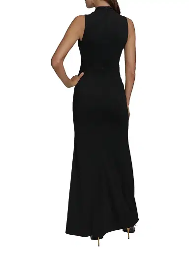 Donna Karan New York Women's Filament Jersey Wrap-Style Cocktail Dress - Black | Thumbnail 4 Donna Karan New York Women's Filament Jersey Wrap-Style Cocktail Dress - Black | Thumbnail 4