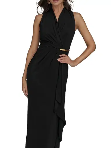 Donna Karan New York Women's Filament Jersey Wrap-Style Cocktail Dress - Black | Thumbnail 5 Donna Karan New York Women's Filament Jersey Wrap-Style Cocktail Dress - Black | Thumbnail 5
