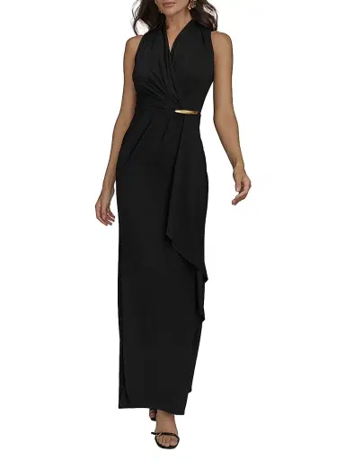 Donna Karan New York Women's Filament Jersey Wrap-Style Cocktail Dress - Black | Thumbnail 1 Donna Karan New York Women's Filament Jersey Wrap-Style Cocktail Dress - Black | Thumbnail 1