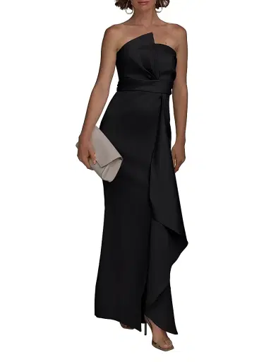 Donna Karan New York Women's Asymmetric Stretch-Mikado Gown - Black - Size 4 | Thumbnail 2 Donna Karan New York Women's Asymmetric Stretch-Mikado Gown - Black - Size 4 | Thumbnail 2