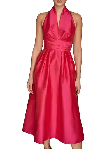 Donna Karan New York Women's Taffeta Halterneck Midi-Dress - Hot Fuschia - Size 2 | Thumbnail 5 Donna Karan New York Women's Taffeta Halterneck Midi-Dress - Hot Fuschia - Size 2 | Thumbnail 5