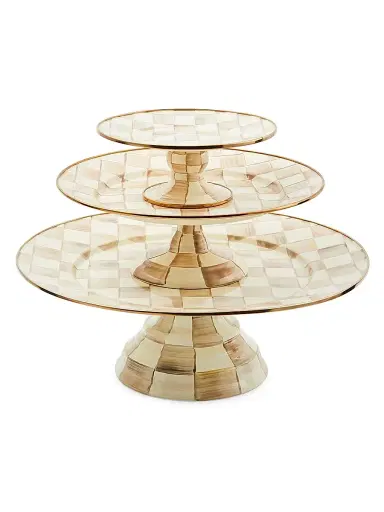 MacKenzie-Childs Small Mocha Check Pedestal Platter | Thumbnail 2 MacKenzie-Childs Small Mocha Check Pedestal Platter | Thumbnail 2
