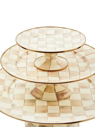 MacKenzie-Childs Small Mocha Check Pedestal Platter | Thumbnail 3 MacKenzie-Childs Small Mocha Check Pedestal Platter | Thumbnail 3