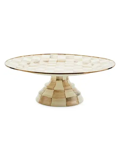 MacKenzie-Childs Small Mocha Check Pedestal Platter | Thumbnail 1 MacKenzie-Childs Small Mocha Check Pedestal Platter | Thumbnail 1