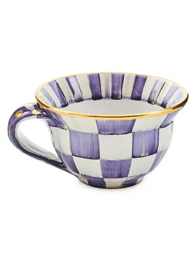 MacKenzie-Childs Plum Check Ceramic Teacup | Thumbnail 1 MacKenzie-Childs Plum Check Ceramic Teacup | Thumbnail 1