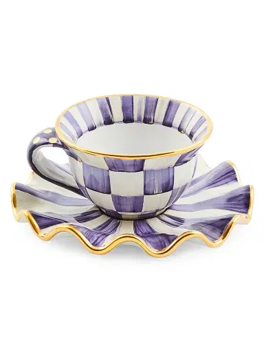 MacKenzie-Childs Plum Check Ceramic Saucer | Thumbnail 3 MacKenzie-Childs Plum Check Ceramic Saucer | Thumbnail 3