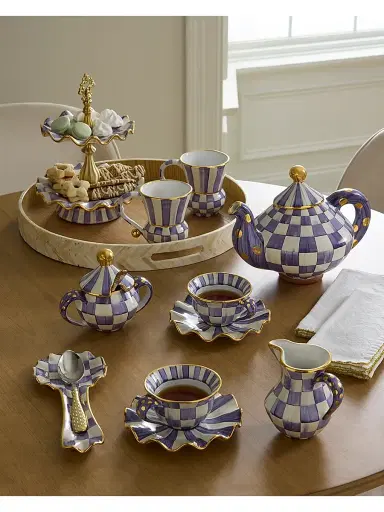 MacKenzie-Childs Plum Check Ceramic Saucer | Thumbnail 4 MacKenzie-Childs Plum Check Ceramic Saucer | Thumbnail 4