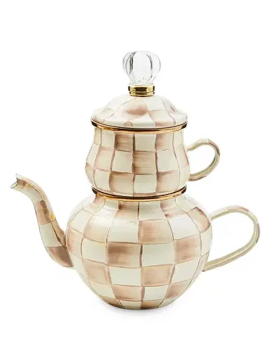 MacKenzie-Childs Mocha Check High Tea Set | Thumbnail 1 MacKenzie-Childs Mocha Check High Tea Set | Thumbnail 1