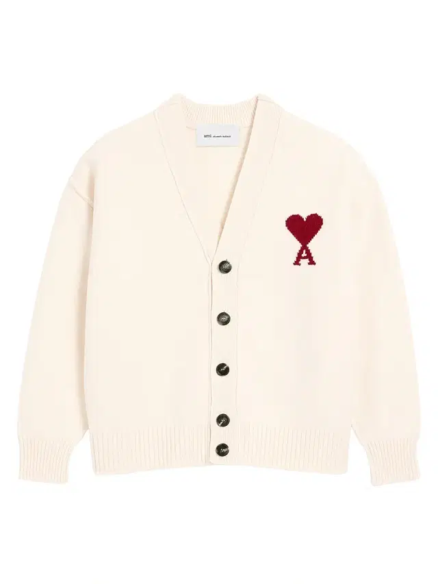 Men's Ami de Coeur Wool Cardigan - Ecru Rouge Men's Ami de Coeur Wool Cardigan - Ecru Rouge