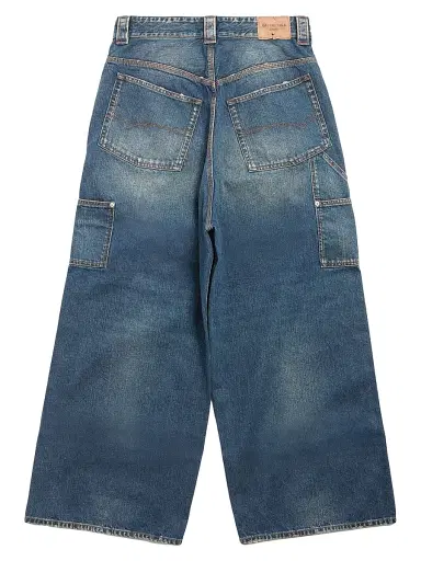 Balenciaga Men's Ripped Off Baggy Jeans - Dark Blue | Thumbnail 2 Balenciaga Men's Ripped Off Baggy Jeans - Dark Blue | Thumbnail 2