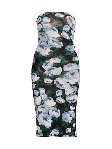 Stella McCartney Women's Bunch Of Roses Mesh Strapless Dress | Thumbnail 1 Stella McCartney Women's Bunch Of Roses Mesh Strapless Dress | Thumbnail 1