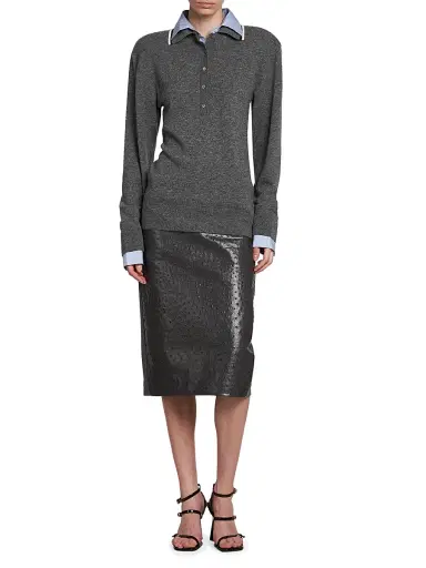 Stella McCartney Women's Mix Media Pencil Skirt - Slate - Size 12 | Thumbnail 2 Stella McCartney Women's Mix Media Pencil Skirt - Slate - Size 12 | Thumbnail 2