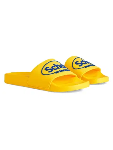 Balenciaga Men's I Scholl Pool Slide Sandals - Yellow Blue | Thumbnail 2 Balenciaga Men's I Scholl Pool Slide Sandals - Yellow Blue | Thumbnail 2