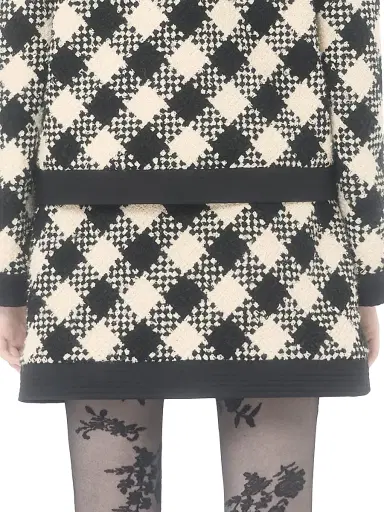 Valentino Garavani Women's Damier Tweed Skirt - Birch Black - Size 8 | Thumbnail 4 Valentino Garavani Women's Damier Tweed Skirt - Birch Black - Size 8 | Thumbnail 4