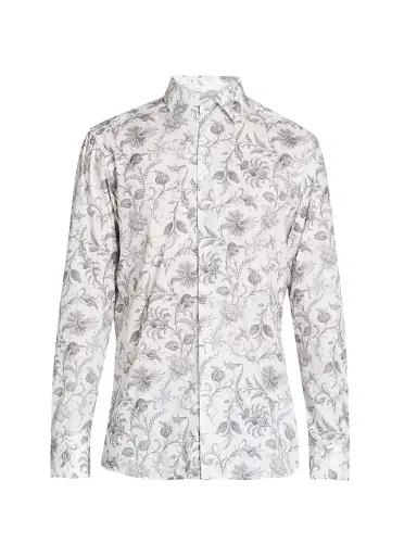 Etro Men's Roma Floral Stretch-Cotton Shirt - Print On White Base - Size 15.75 | Thumbnail 1 Etro Men's Roma Floral Stretch-Cotton Shirt - Print On White Base - Size 15.75 | Thumbnail 1