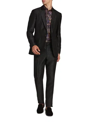 Etro Men's Roma All-Over Paisley Evening Trousers - Black | Thumbnail 2 Etro Men's Roma All-Over Paisley Evening Trousers - Black | Thumbnail 2