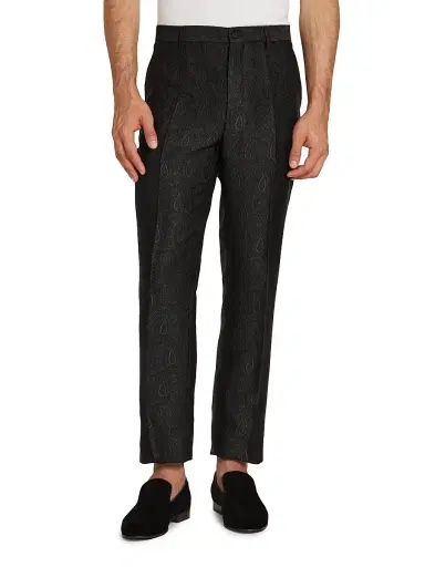 Etro Men's Roma All-Over Paisley Evening Trousers - Black | Thumbnail 3 Etro Men's Roma All-Over Paisley Evening Trousers - Black | Thumbnail 3