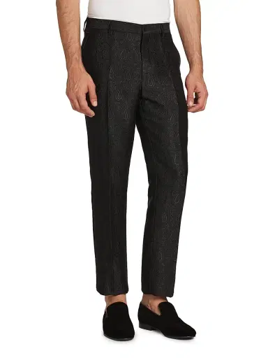 Etro Men's Roma All-Over Paisley Evening Trousers - Black | Thumbnail 4 Etro Men's Roma All-Over Paisley Evening Trousers - Black | Thumbnail 4