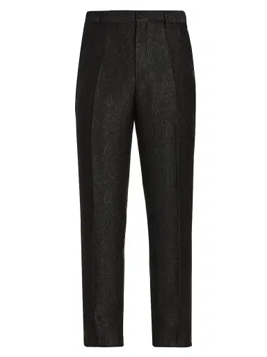 Etro Men's Roma All-Over Paisley Evening Trousers - Black | Thumbnail 1 Etro Men's Roma All-Over Paisley Evening Trousers - Black | Thumbnail 1