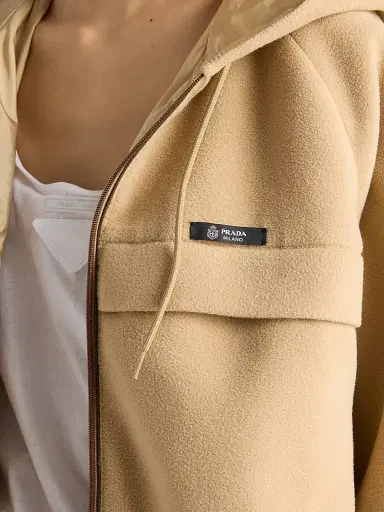 Prada Women's Technical Fleece Hoodie Jacket - Brown Beige | Thumbnail 6 Prada Women's Technical Fleece Hoodie Jacket - Brown Beige | Thumbnail 6