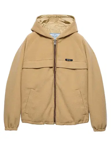 Prada Women's Technical Fleece Hoodie Jacket - Brown Beige | Thumbnail 1 Prada Women's Technical Fleece Hoodie Jacket - Brown Beige | Thumbnail 1