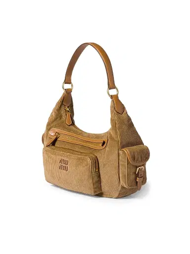 Miu Miu Women's Corduroy Pocket Shoulder Bag - Brown | Thumbnail 2 Miu Miu Women's Corduroy Pocket Shoulder Bag - Brown | Thumbnail 2