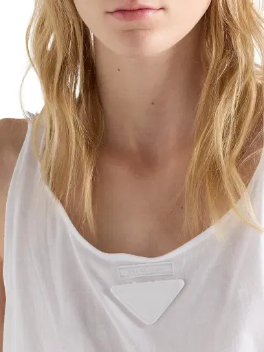 Prada Women's Cotton Jersey Tank Top - White | Thumbnail 5 Prada Women's Cotton Jersey Tank Top - White | Thumbnail 5