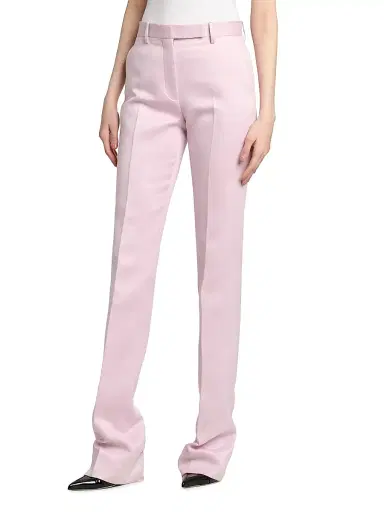 TOM FORD Women's Tailored Cotton-Silk Straight-Leg Pants - Orchid Pink | Thumbnail 4 TOM FORD Women's Tailored Cotton-Silk Straight-Leg Pants - Orchid Pink | Thumbnail 4