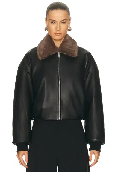 EAVES Norna Leather Bomber Jacket | Thumbnail 3 EAVES Norna Leather Bomber Jacket | Thumbnail 3