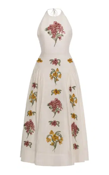 Agua by Agua Bendita Balsa Embroidered Linen Midi Halter Dress | Thumbnail 6 Agua by Agua Bendita Balsa Embroidered Linen Midi Halter Dress | Thumbnail 6