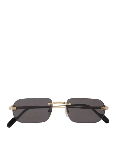 Cartier Eyewear Première De Cartier Rimless Rectangle-frame Gold-tone Sunglasses | Thumbnail 1 Cartier Eyewear Première De Cartier Rimless Rectangle-frame Gold-tone Sunglasses | Thumbnail 1