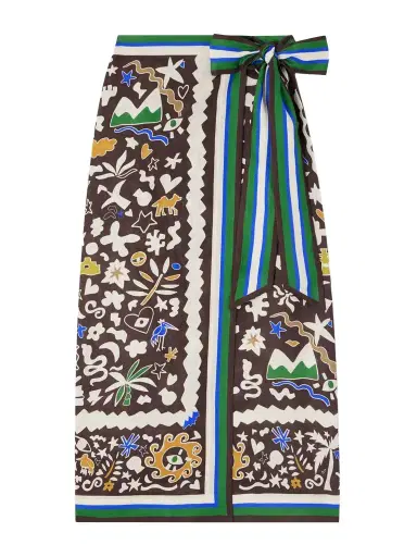 ALÉMAIS Maroc Printed Linen Wrap Skirt | Thumbnail 1 ALÉMAIS Maroc Printed Linen Wrap Skirt | Thumbnail 1