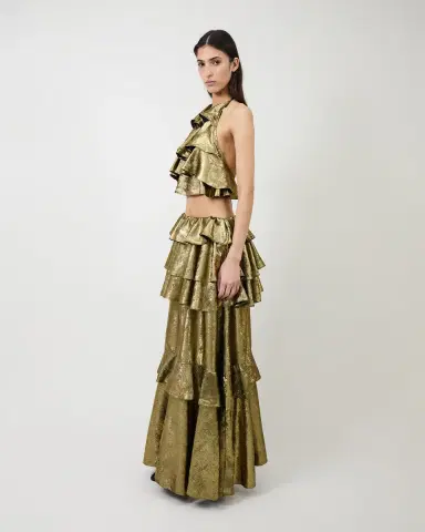 Aknvas The Vilhelmine skirt in tiered gold | Thumbnail 2 Aknvas The Vilhelmine skirt in tiered gold | Thumbnail 2
