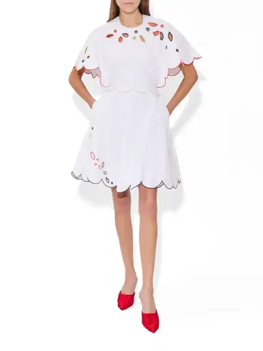 Rosie Assoulin Eyelet Cotton Poplin Scalloped Buttercup Dress | Thumbnail 3 Rosie Assoulin Eyelet Cotton Poplin Scalloped Buttercup Dress | Thumbnail 3