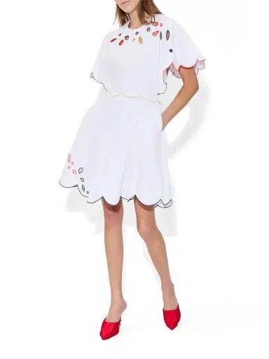 Rosie Assoulin Eyelet Cotton Poplin Scalloped Buttercup Dress | Thumbnail 4 Rosie Assoulin Eyelet Cotton Poplin Scalloped Buttercup Dress | Thumbnail 4