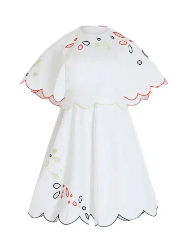 Rosie Assoulin Eyelet Cotton Poplin Scalloped Buttercup Dress | Thumbnail 1 Rosie Assoulin Eyelet Cotton Poplin Scalloped Buttercup Dress | Thumbnail 1