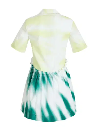 Rosie Assoulin Tie-Dye Cotton Poplin Mini Gathered Shirtdress | Thumbnail 2 Rosie Assoulin Tie-Dye Cotton Poplin Mini Gathered Shirtdress | Thumbnail 2