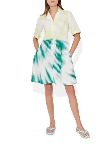Rosie Assoulin Tie-Dye Cotton Poplin Mini Gathered Shirtdress | Thumbnail 3 Rosie Assoulin Tie-Dye Cotton Poplin Mini Gathered Shirtdress | Thumbnail 3