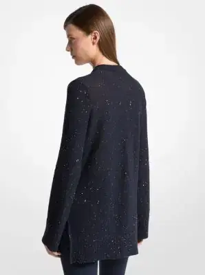 Michael Kors Collection Sequined Linen and Cotton V-Neck Sweater | Thumbnail 2 Michael Kors Collection Sequined Linen and Cotton V-Neck Sweater | Thumbnail 2